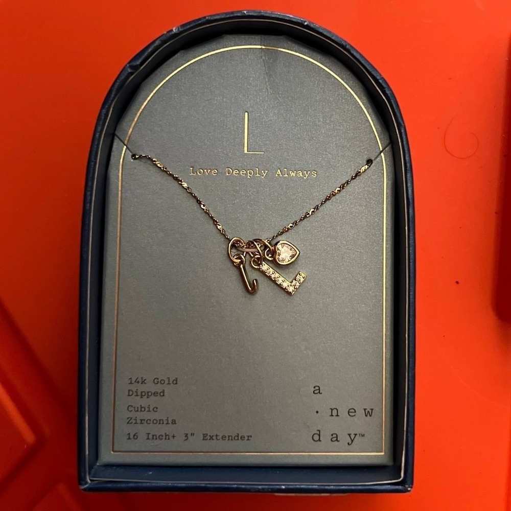 Love Deeply Always 14kt Gold Dipped Cubic Zirconia Initial L‎ Necklace